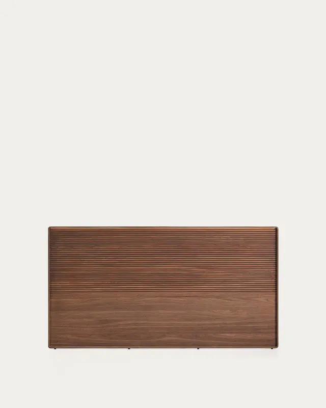 Bettkopfteil Norlen aus Nussbaumfurnier mit dunklem Finish und LED-Licht für Betten 160 x 200 cm FSC Mix Credit
