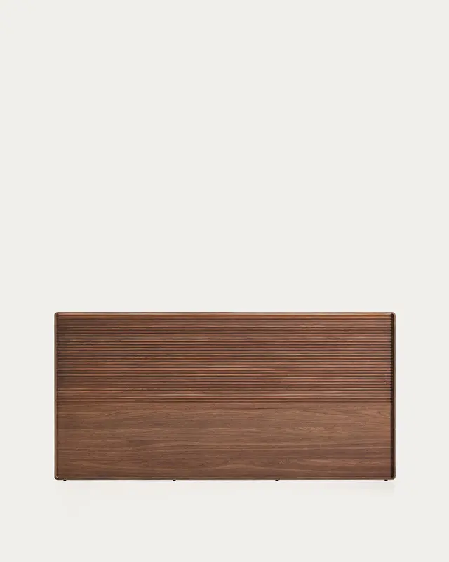 Bettkopfteil Norlen aus Nussbaumfurnier mit dunklem Finish und LED-Licht für Betten bis 180 cm FSC Mix Credit