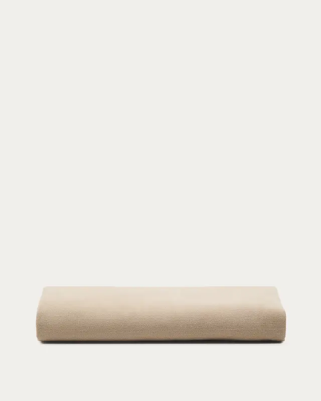 Bezug für Bettgestell Jaira aus Leinen und Baumwolle taupe für eine Matratze von 90 x 200 cm