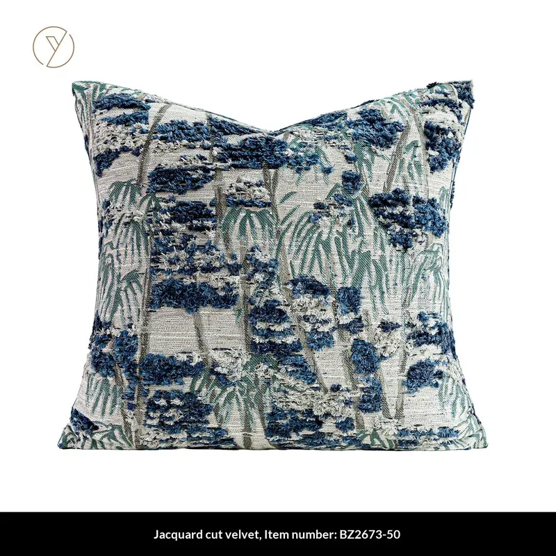 Blaues Tufted Jacquard Kissen