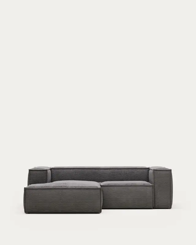 Blok 2-Sitzer-Sofa mit Chaiselongue links breiter Cord grau 240 cm FSC Mix Credit