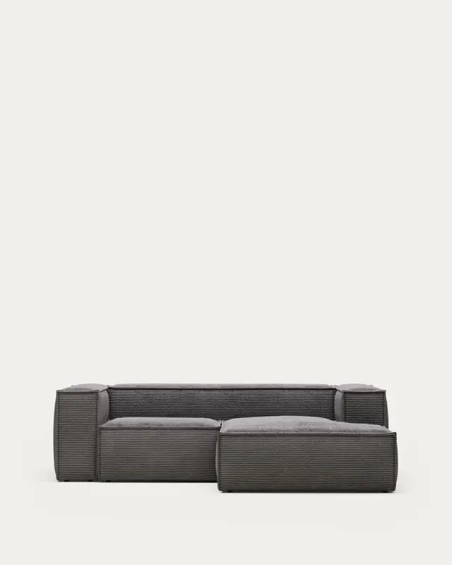Blok 2-Sitzer-Sofa mit Chaiselongue rechts breiter Cord grau 240 cm FSC Mix Credit
