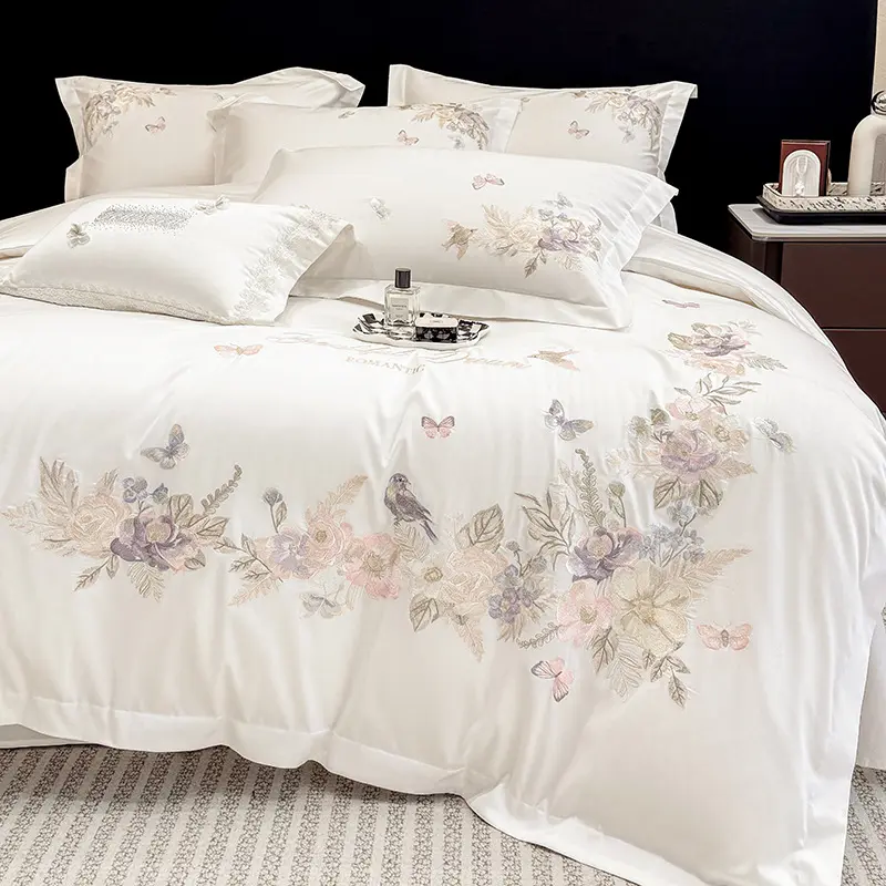 Blumen-Bettwäsche-Set aus Baumwolle, 4-teilig