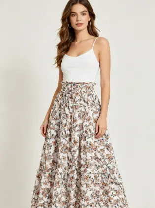 Boho-A-Linien-Rock mit hoher Taille