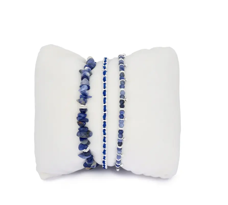 Boho Betty Kadavu Denim Sodalith & Silberarmband Set