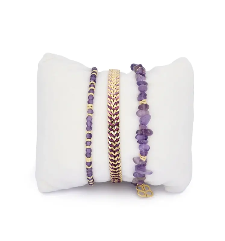 Boho Betty Maupiti Amethyst & Goldarmband Set