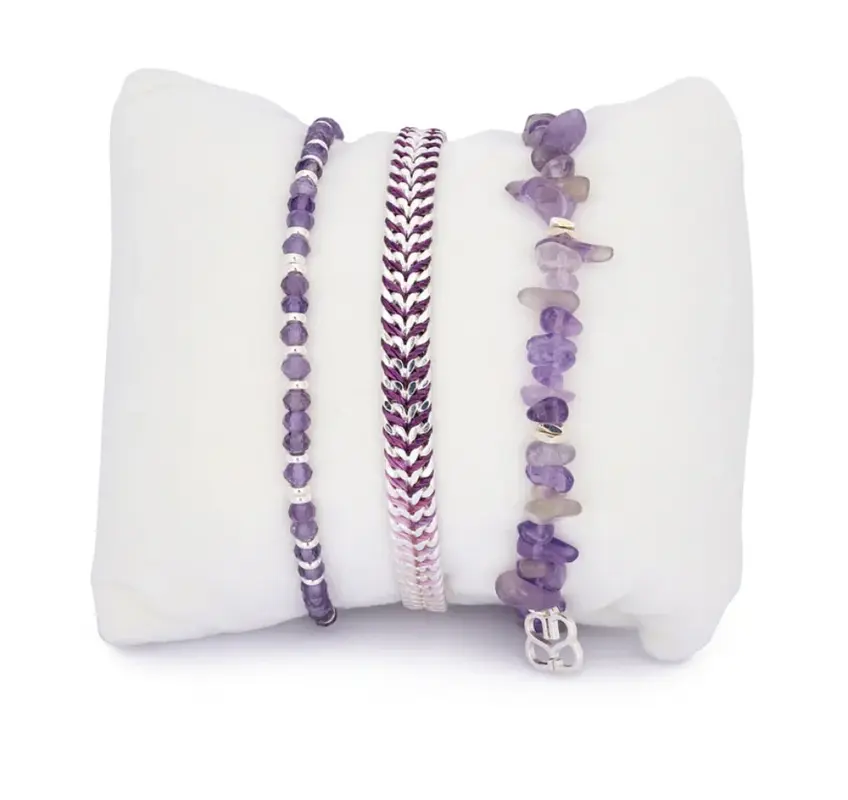 Boho Betty Maupiti Amethyst & Silberarmband Set