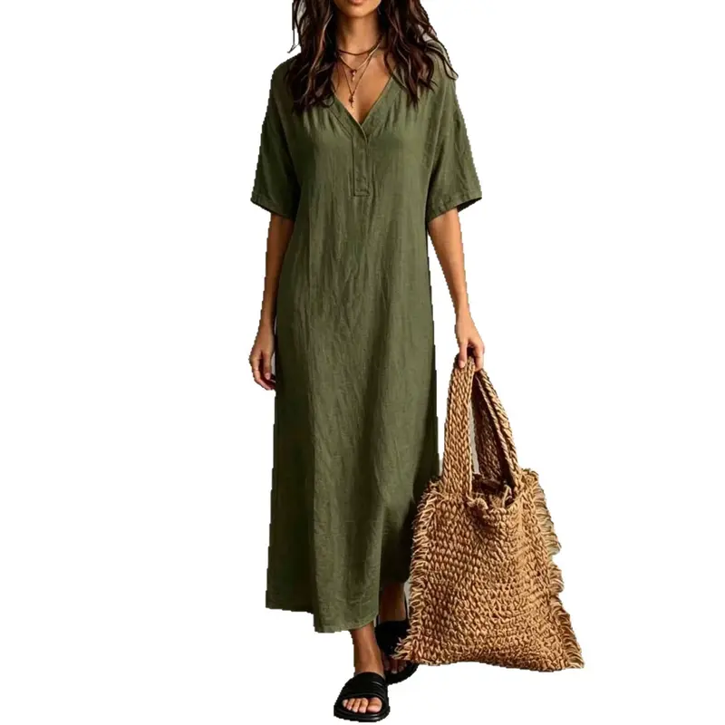 Boho-Kleid «Ibiza» – Baumwoll-Leinen, locker
