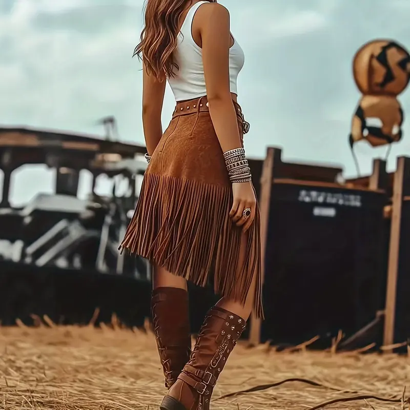 Boho Midi-Rock mit Fransen