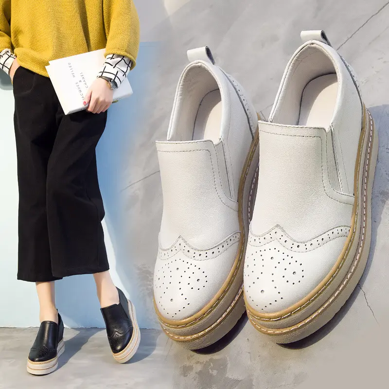Brogue Plateau-Schuhe aus Leder mit Absatzerhöhung