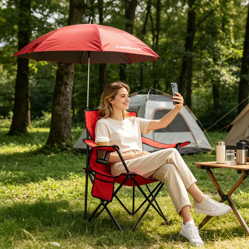 Camping-Stuhl «Sunshade» · faltbar mit Sonnendach & Getränkehalter