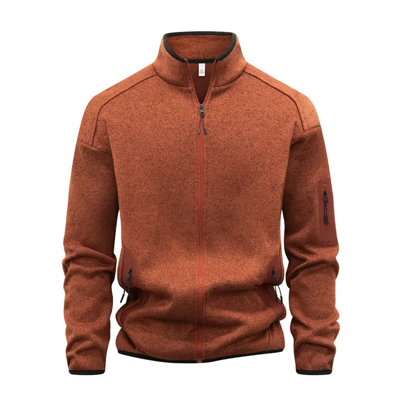 Cardigan Sweatshirt mit Stehkragen und Reissverschlusstasche