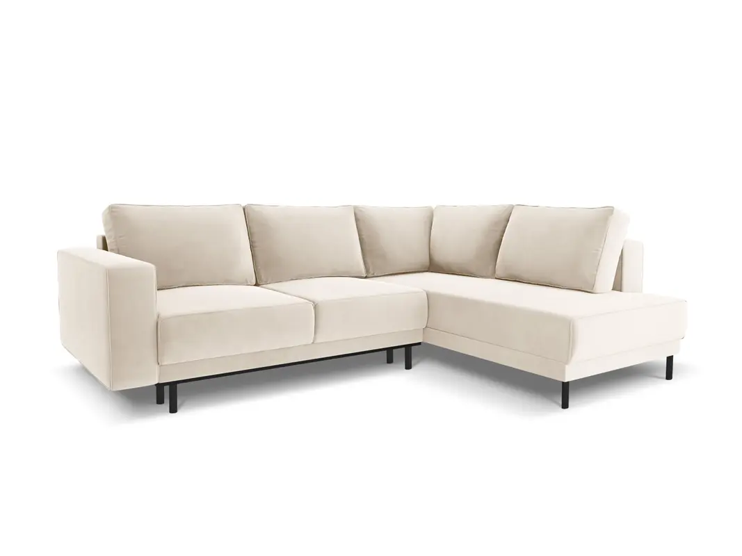 Caro Velour Ecksofa rechts mit Schlaffunktion 5 Sitzer