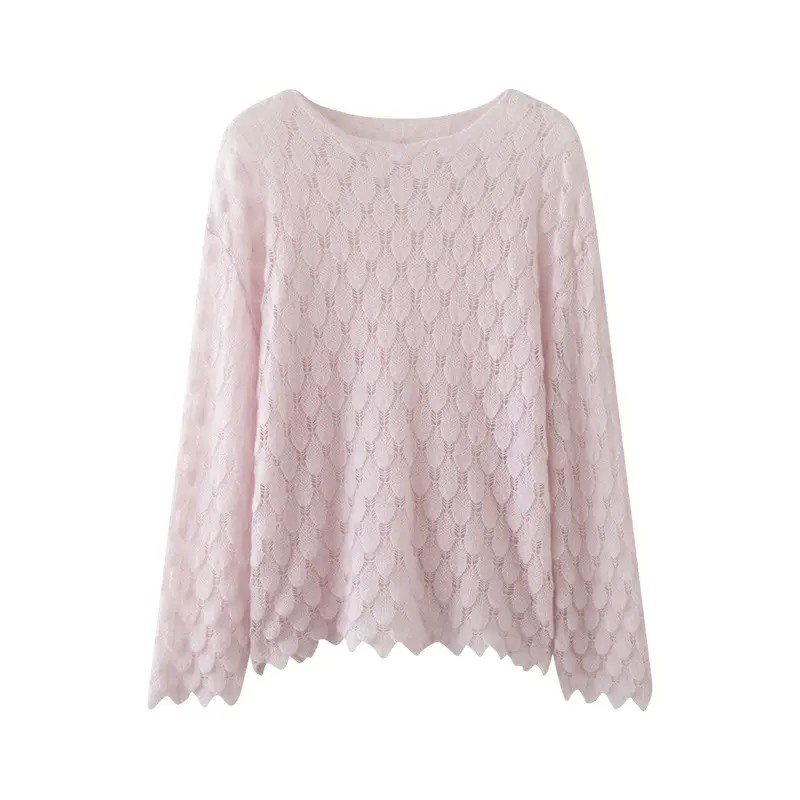 Cashmere-Pullover mit Feder-Design