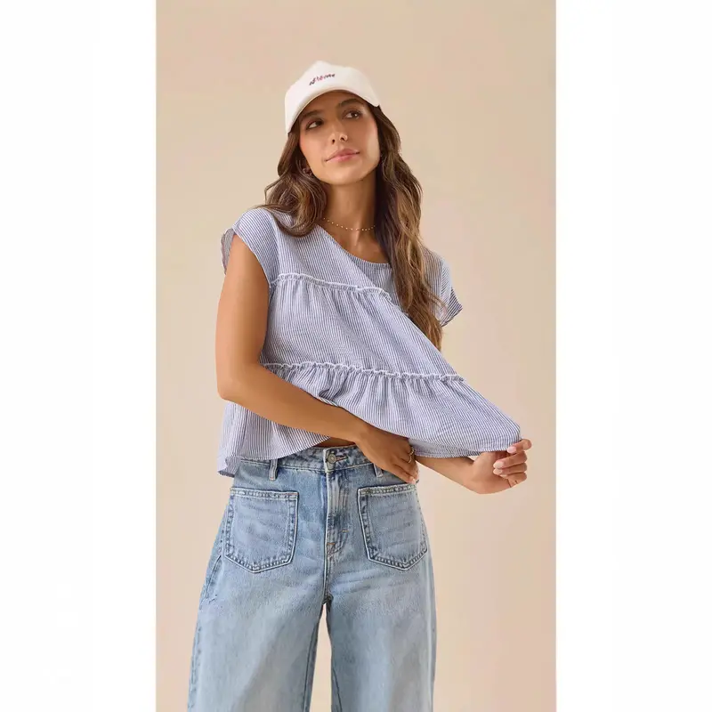Casual Volant-Top mit Flügelärmeln