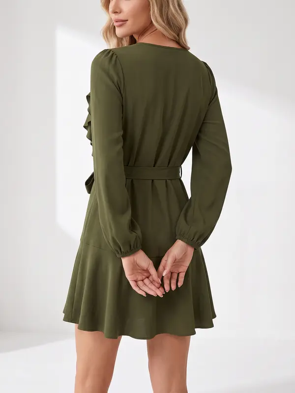 Chices V-Ausschnitt Rüschenkleid mit Schnürung