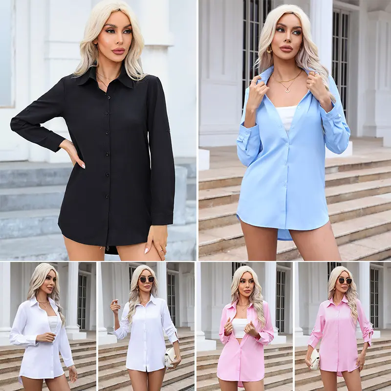 Chiffon-Bluse im Boyfriend-Stil