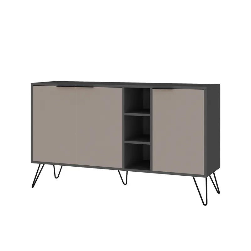 Clara Console High-Sideboard - Anthrazit Lichtbraun