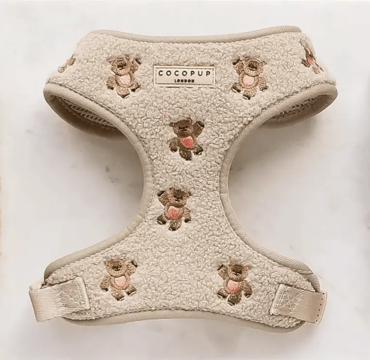 Cocopup London Teddy verstellbares Halsgeschirr mit besticktem Teddy-Motiv