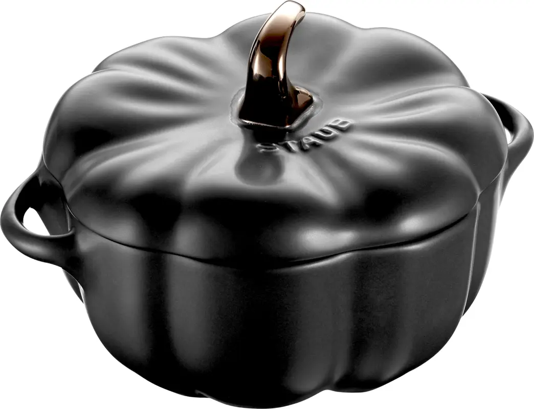 Cocotte 12cm, Kürbis, schwarz, Keramik 0.5l