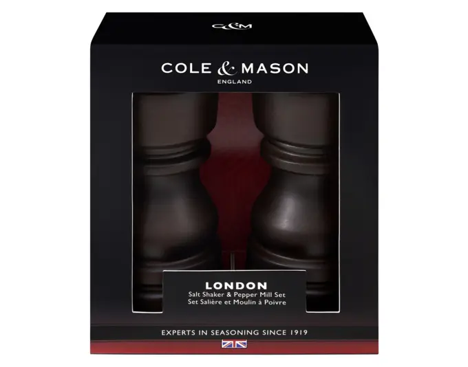 COLE&MASON Pfeffermühle / Salzstreuer Set London Buche dunkel 13 cm