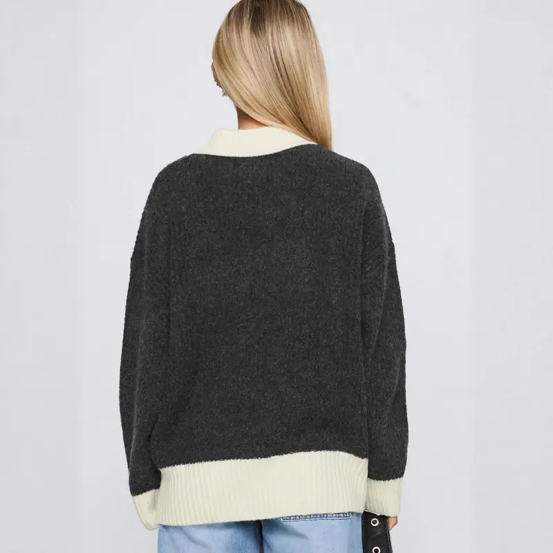 Colorblock Pullover mit Rundhals