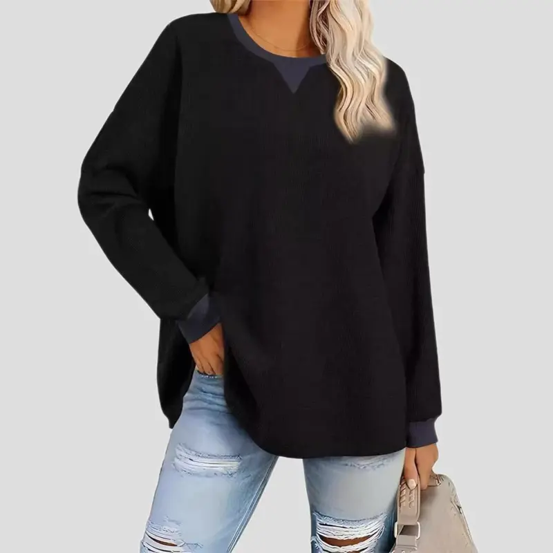 Colorblock Rundhals-Sweatshirt für Damen
