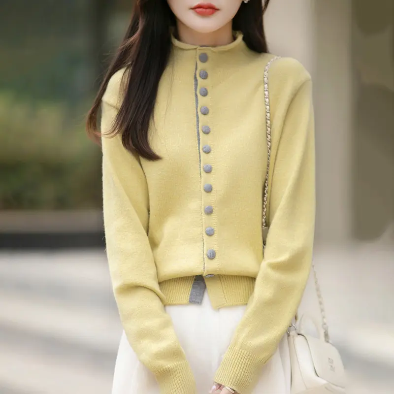 Colorblock Strick-Cardigan im Old Money Stil