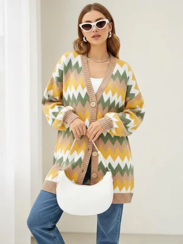 Colorblock Strickjacke im Oversize-Look