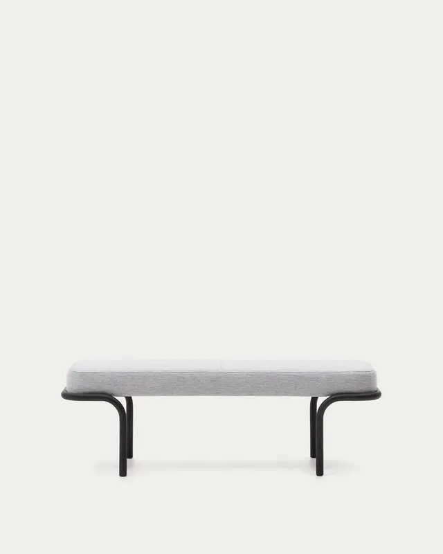Compo Polsterbank in Grau und schwarzes Metallgestell 130 cm