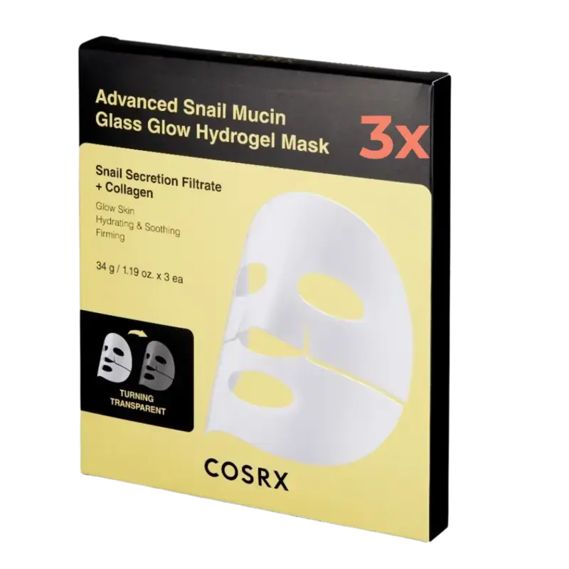 COSRX Snail Mucin Glass Glow Hydrogel Mask 3x34g