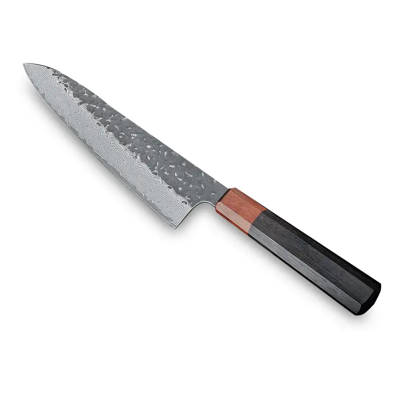 Damast Kochmesser mit Hammerschlag-Finish