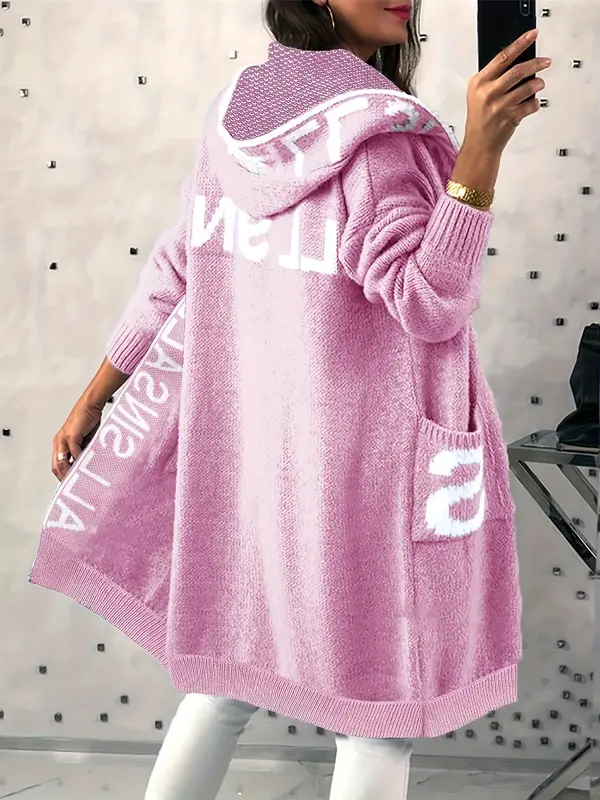 Damen-Cardigan mit Kapuze und Lantern-Arm
