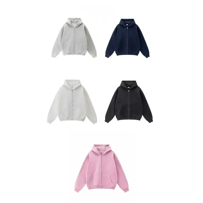 Damen-Casual-Hoodie mit Reissverschluss in Einheitsfarben