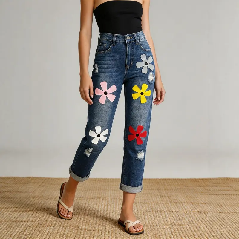 Damen Jeans mit Dopamin-Print