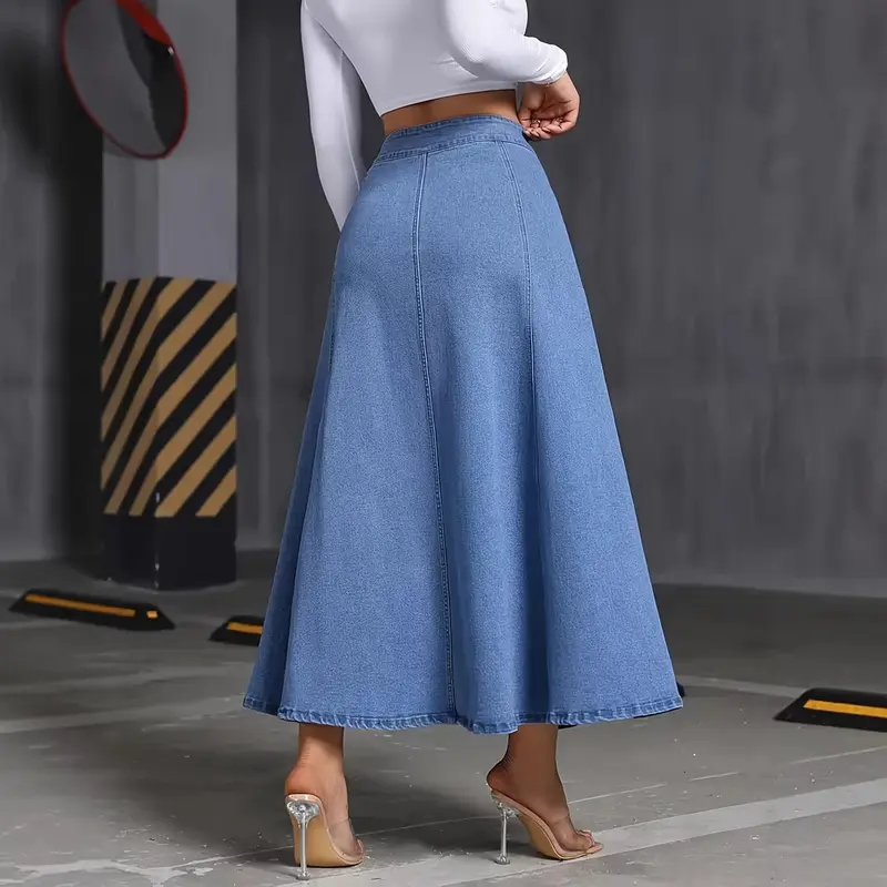 Damen Jeansrock mit Knopfleiste