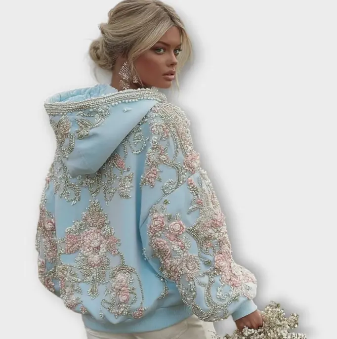 Damen Kapuzenpullover mit Streifenmuster