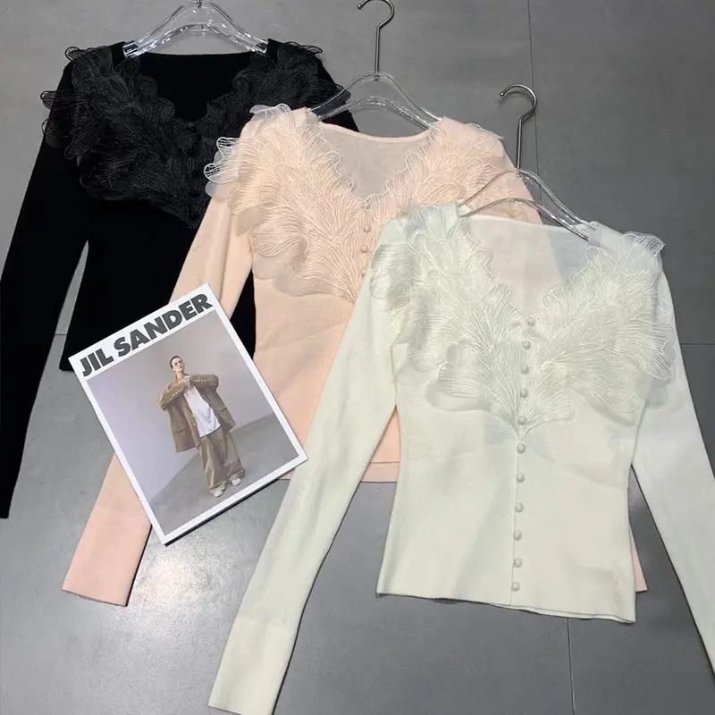 Damen-Lace-Top Herbst, elegant und luxuriös