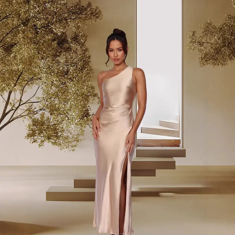 Damen Maxikleid «Sirena» · Seitenschlitz, einfarbig