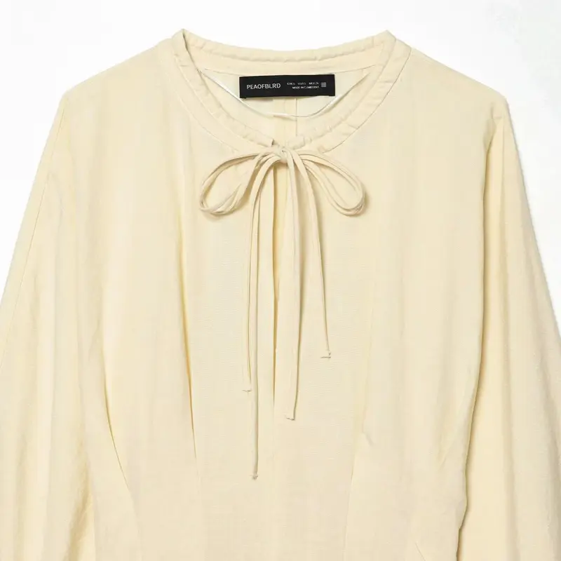 Damen Plisseekleid mit Rundhals und langen Ärmeln
