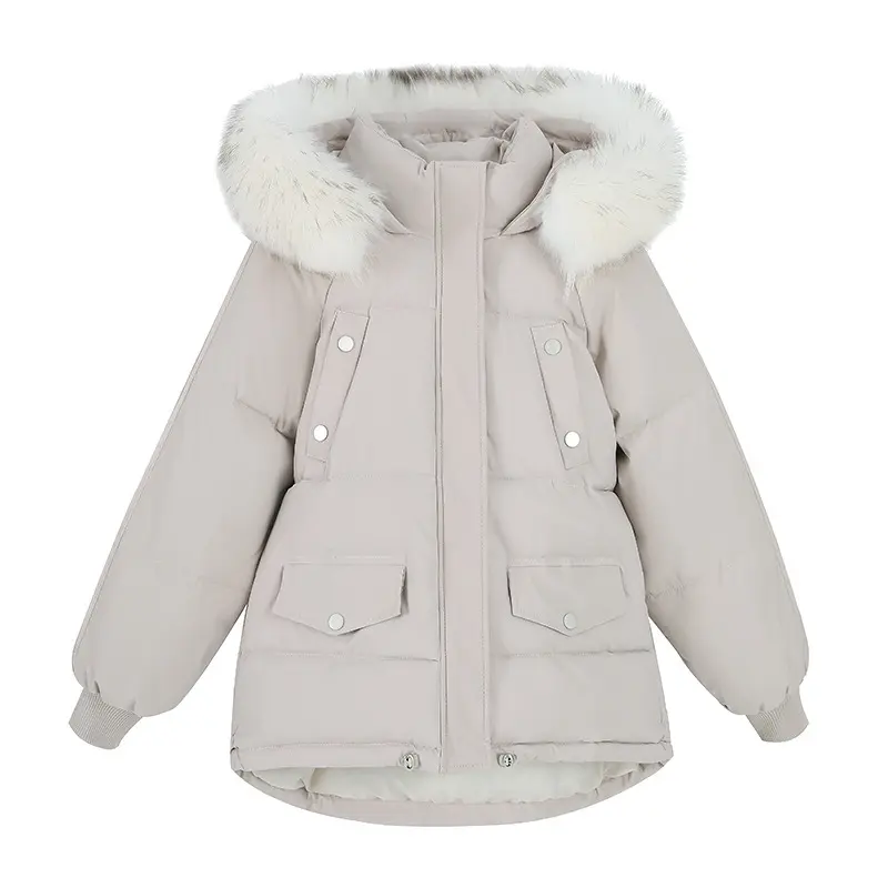 Damen Steppjacke mit grossem Fellkragen