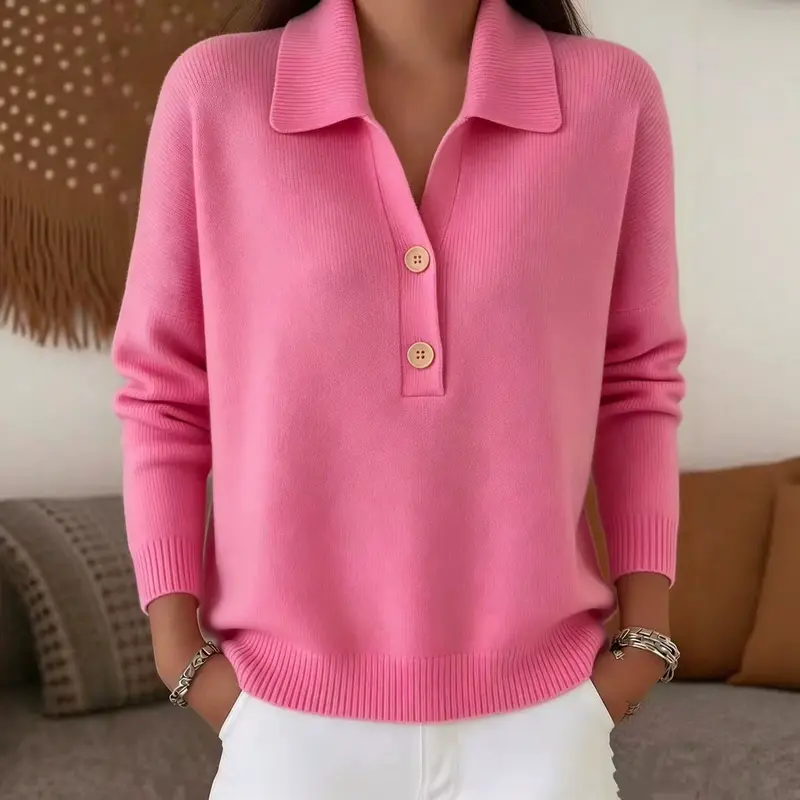 Damen Strickpullover mit Polo-Kragen & Half-Zip