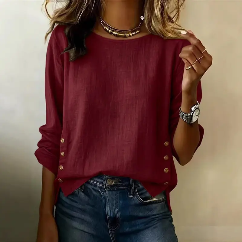 Damen T-Shirt aus Leinen-Baumwoll-Mix