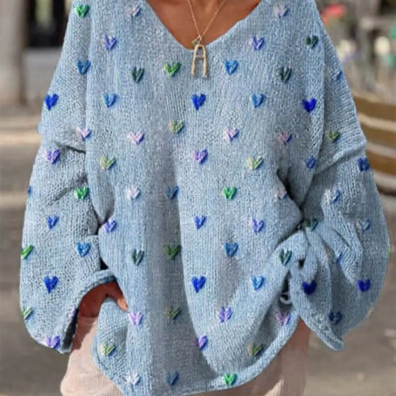 Damen V-Ausschnitt Sweatshirt 3D-Druck