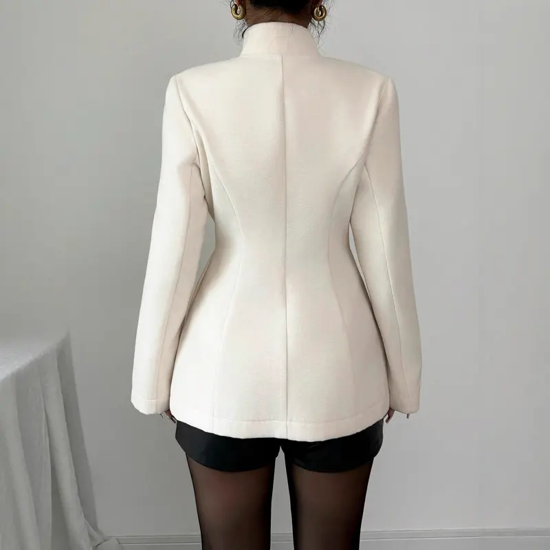 Damen Wollmantel mit Knöpfen