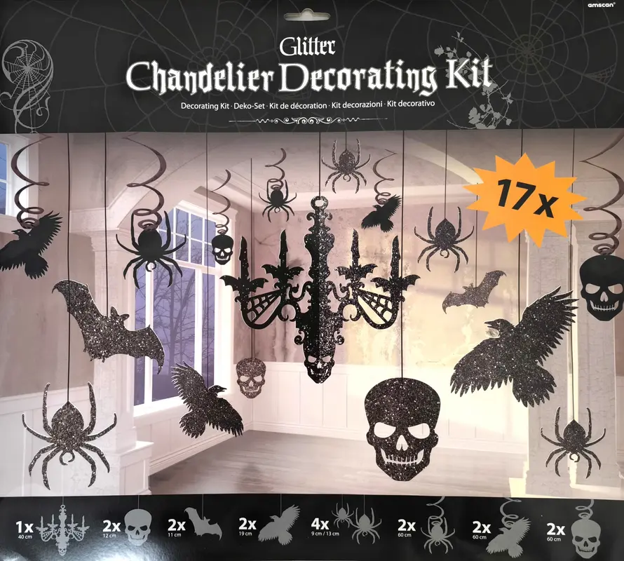 Deko-Set Glitzer-Kronleuchter · 17-teilig