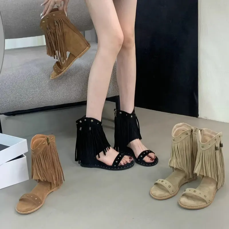 Designer-Roman Sandalen mit Ziersteppnähten