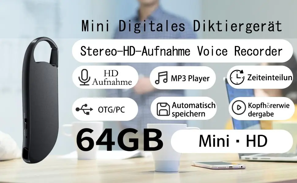 Digitaler Diktierrekorder, 64 GB