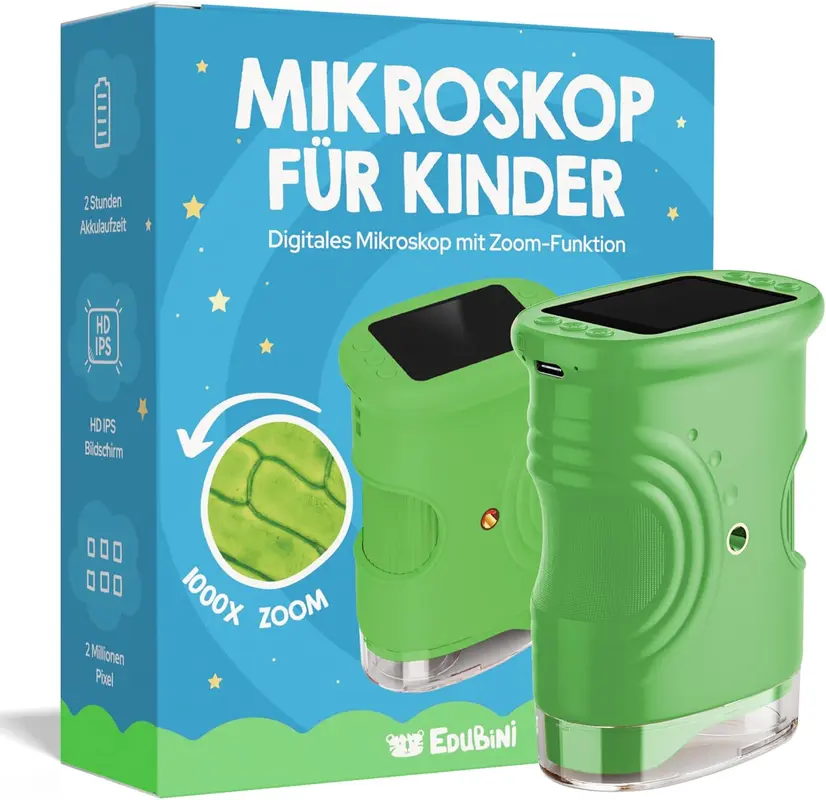 Digitales Taschenmikroskop für Kinder mit Fotofunktion, Grün