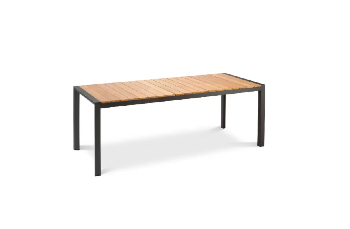 Dining-Tisch Paros 210x90cm - Teakholz-Tisch mit Aluminium-Gestell - anthrazit